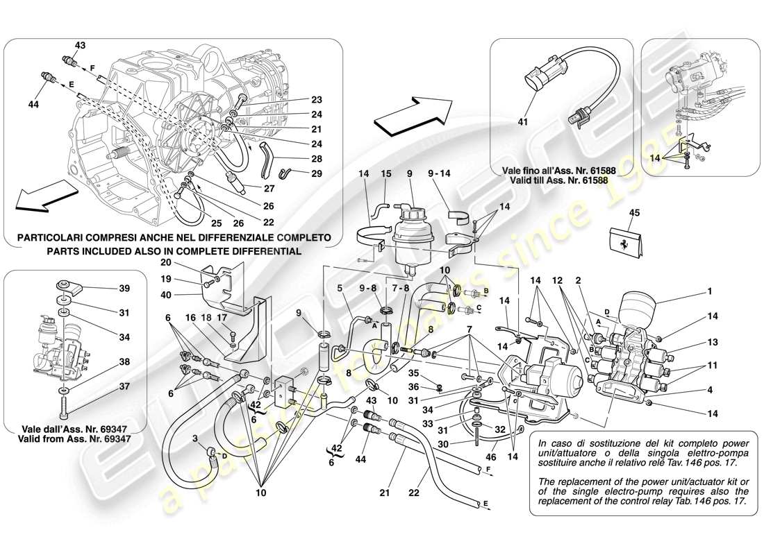 a part diagram from the ferrari f430 spider (rhd) parts catalogue