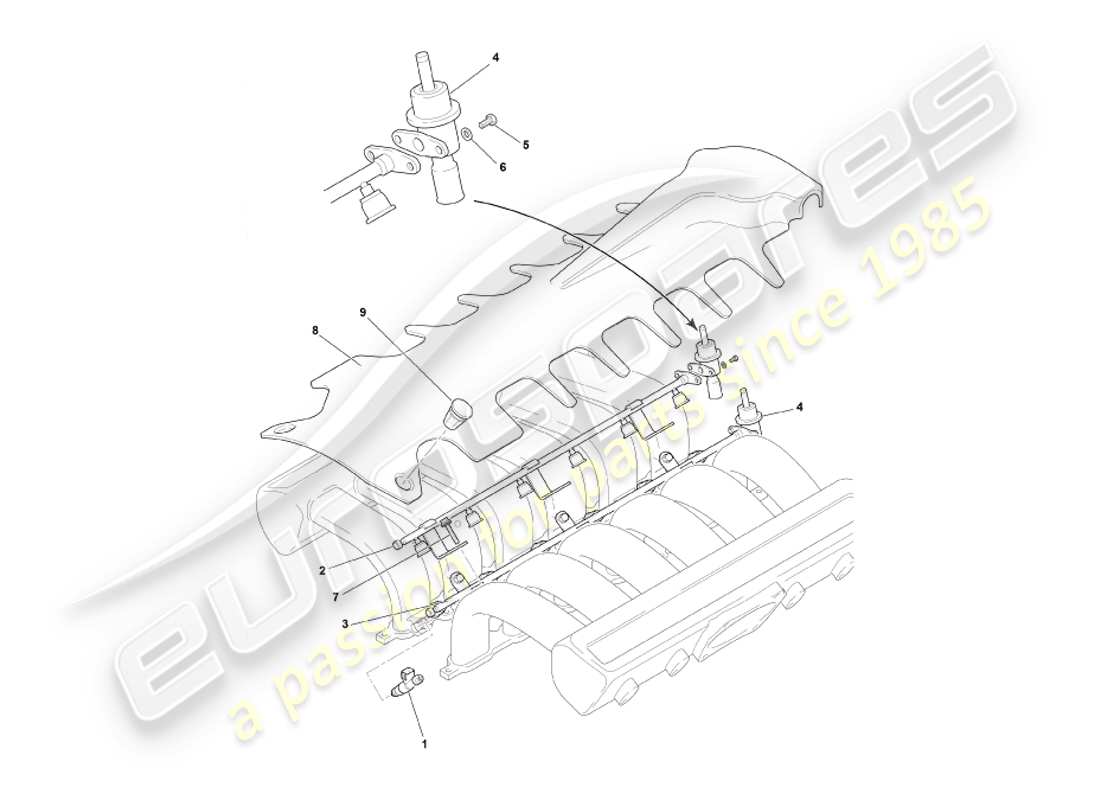 a part diagram from the aston martin db7 vantage (1999) parts catalogue