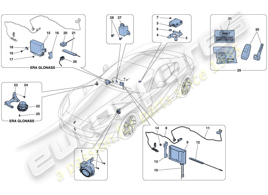a part diagram from the ferrari 812 superfast (europe) parts catalogue