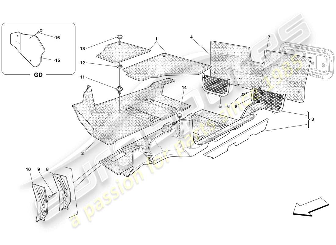 a part diagram from the ferrari f430 spider (rhd) parts catalogue