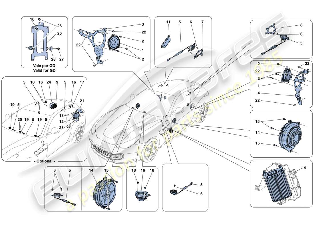 a part diagram from the ferrari gtc4 lusso (europe) parts catalogue