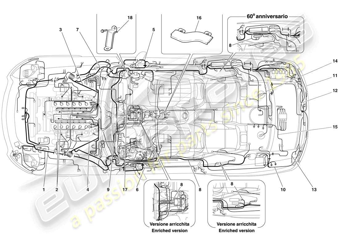 a part diagram from the ferrari 612 sessanta (europe) parts catalogue