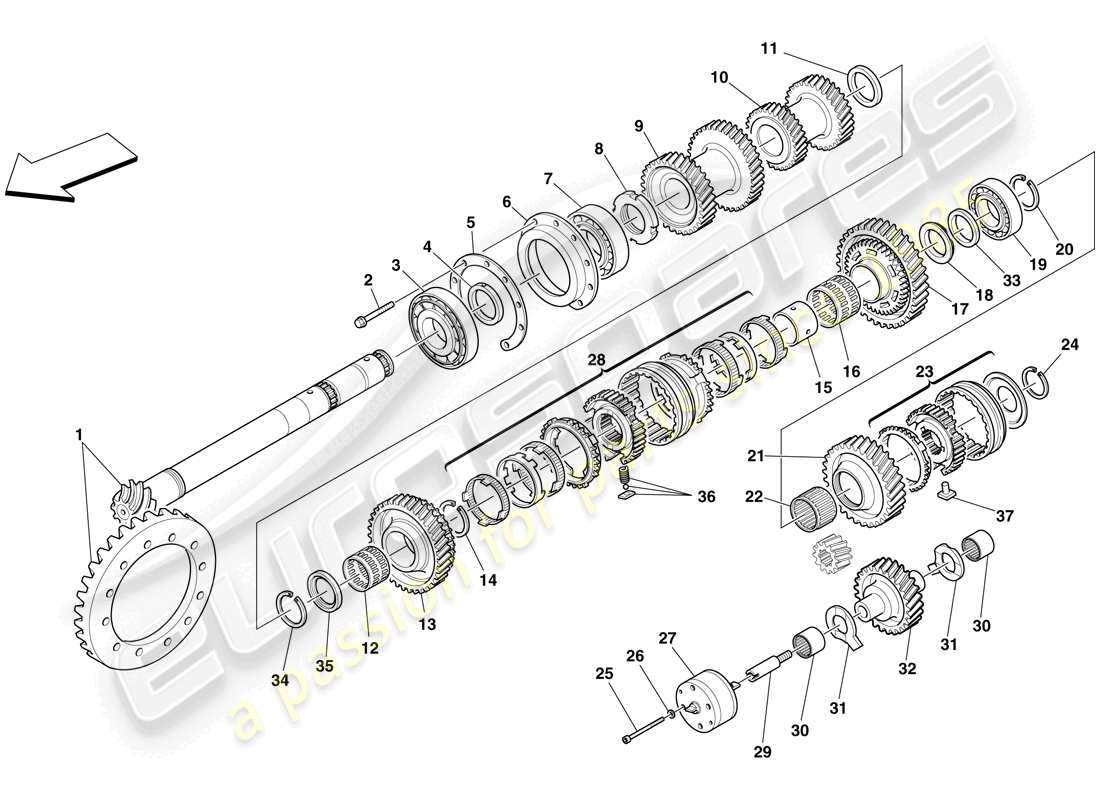 a part diagram from the ferrari f430 spider (rhd) parts catalogue