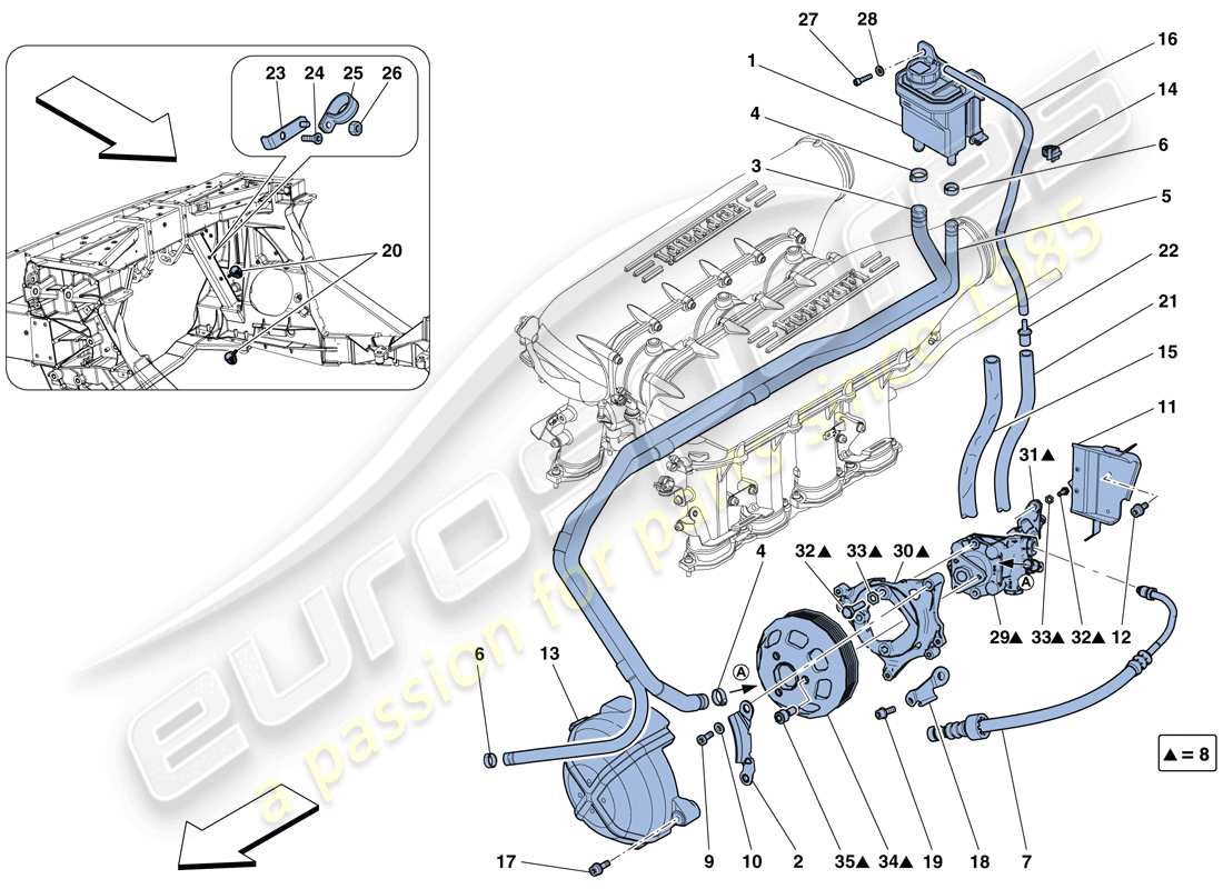 a part diagram from the ferrari 458 speciale (rhd) parts catalogue