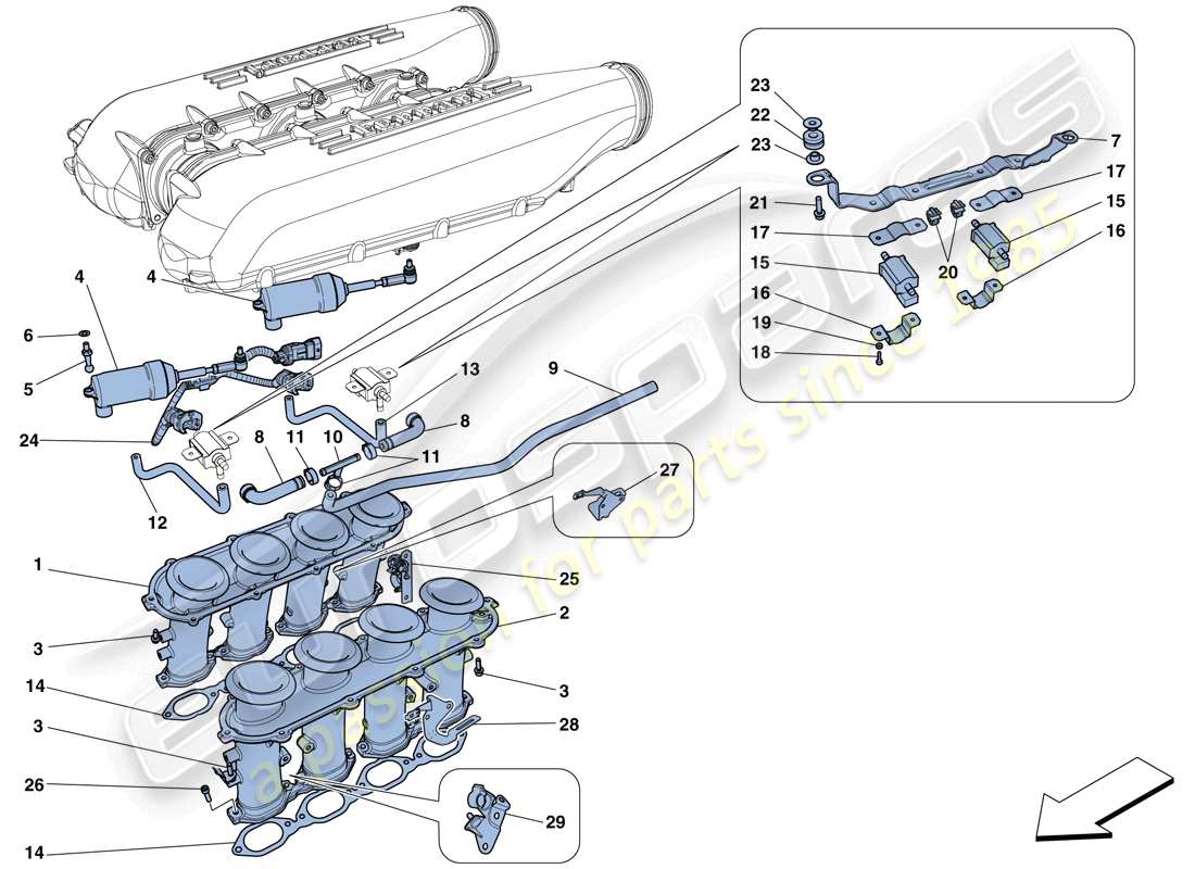 a part diagram from the ferrari 458 speciale (rhd) parts catalogue