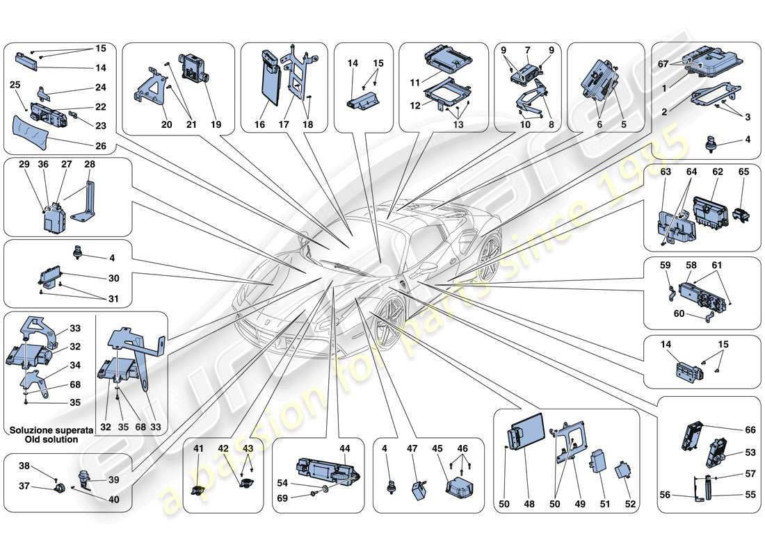 a part diagram from the ferrari 488 spider (rhd) parts catalogue