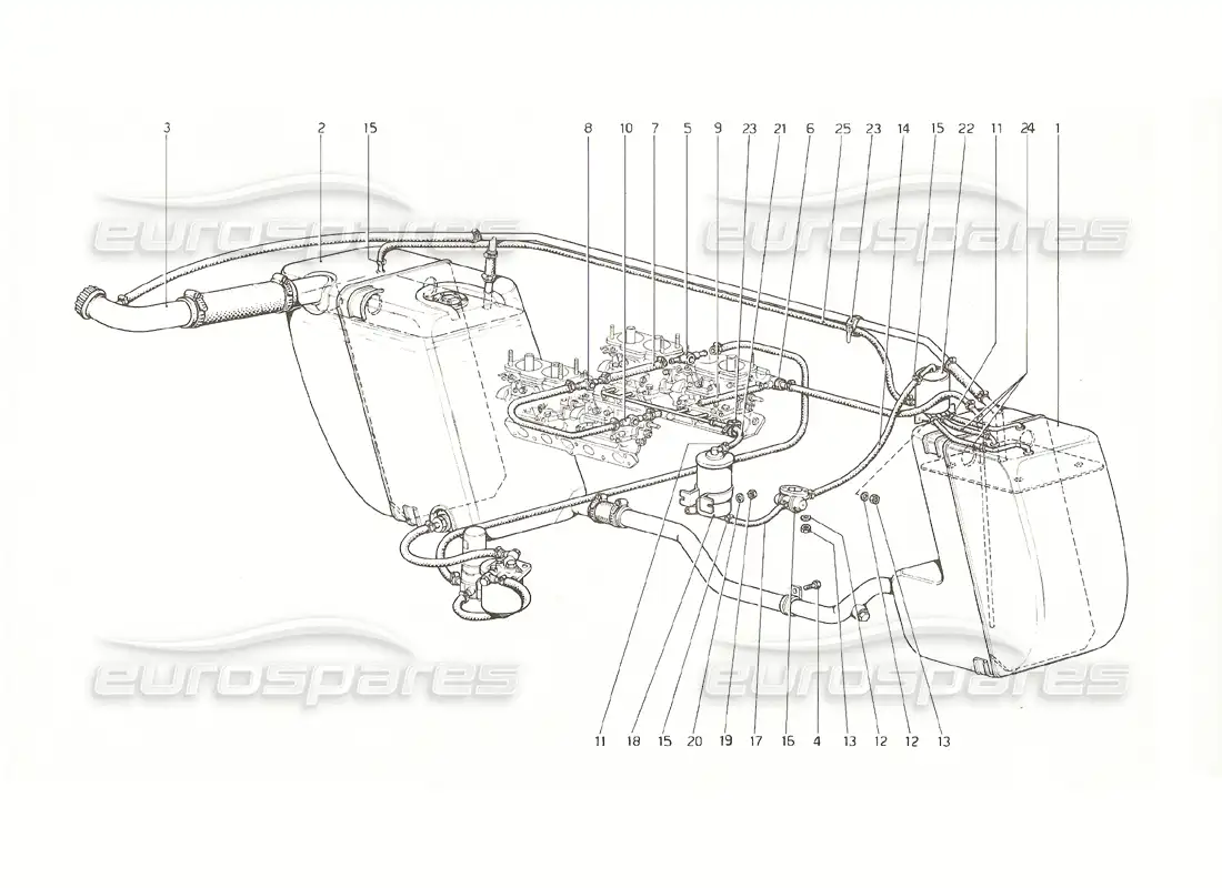 a part diagram from the ferrari 308 gt4 dino (1976) parts catalogue