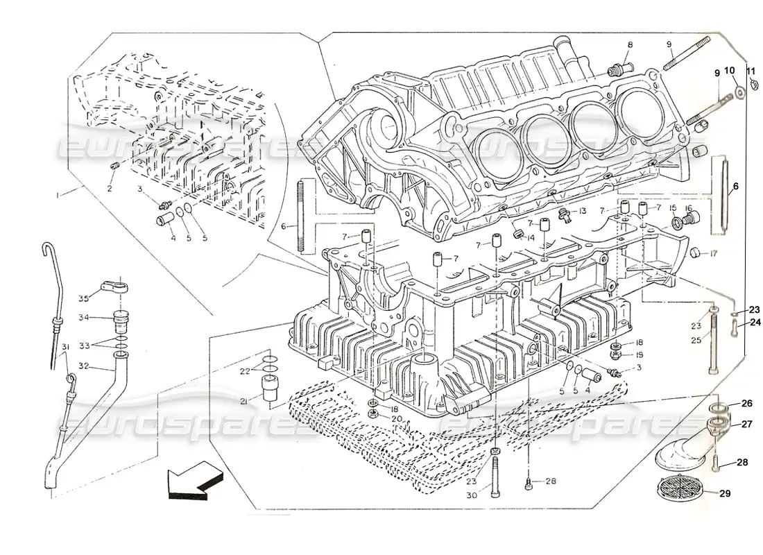 a part diagram from the maserati shamal parts catalogue