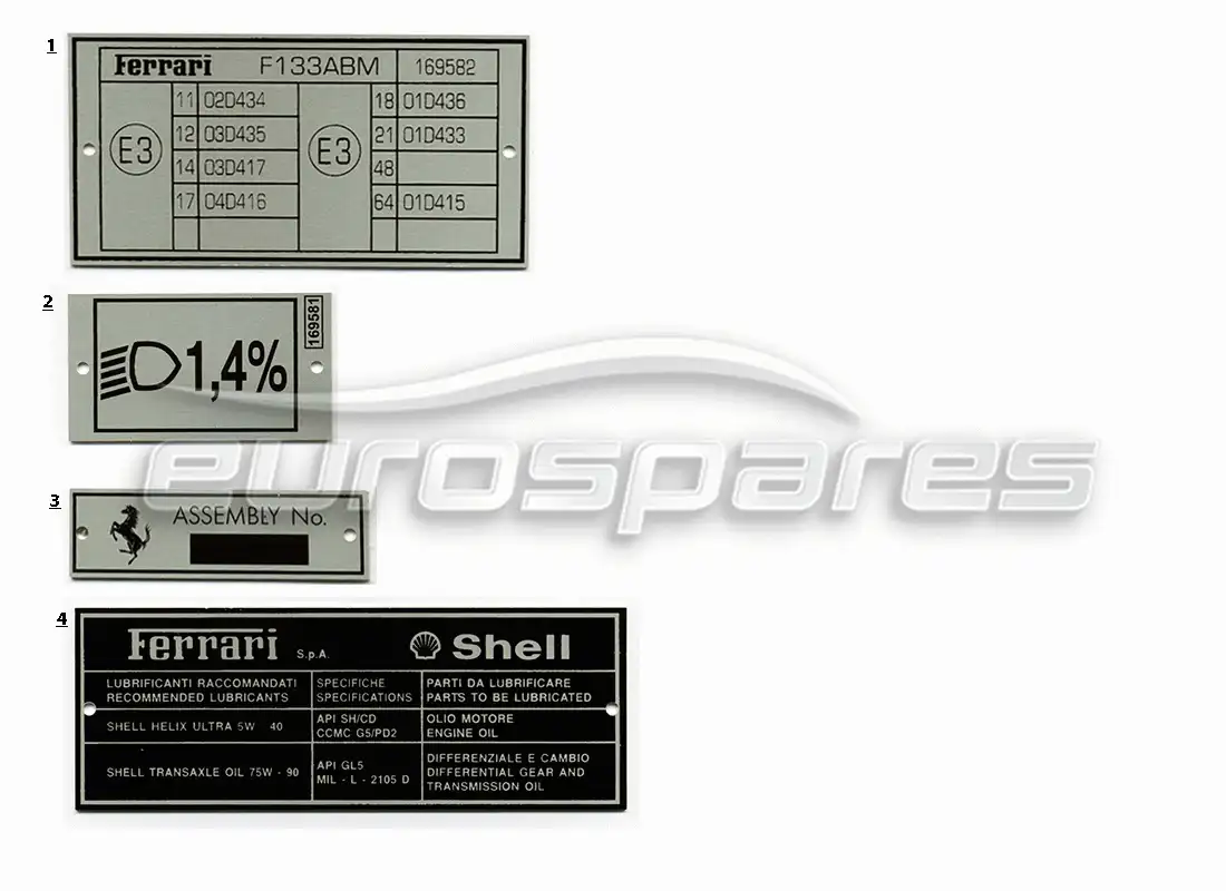 a part diagram from the ferrari miscellaneous parts catalogue