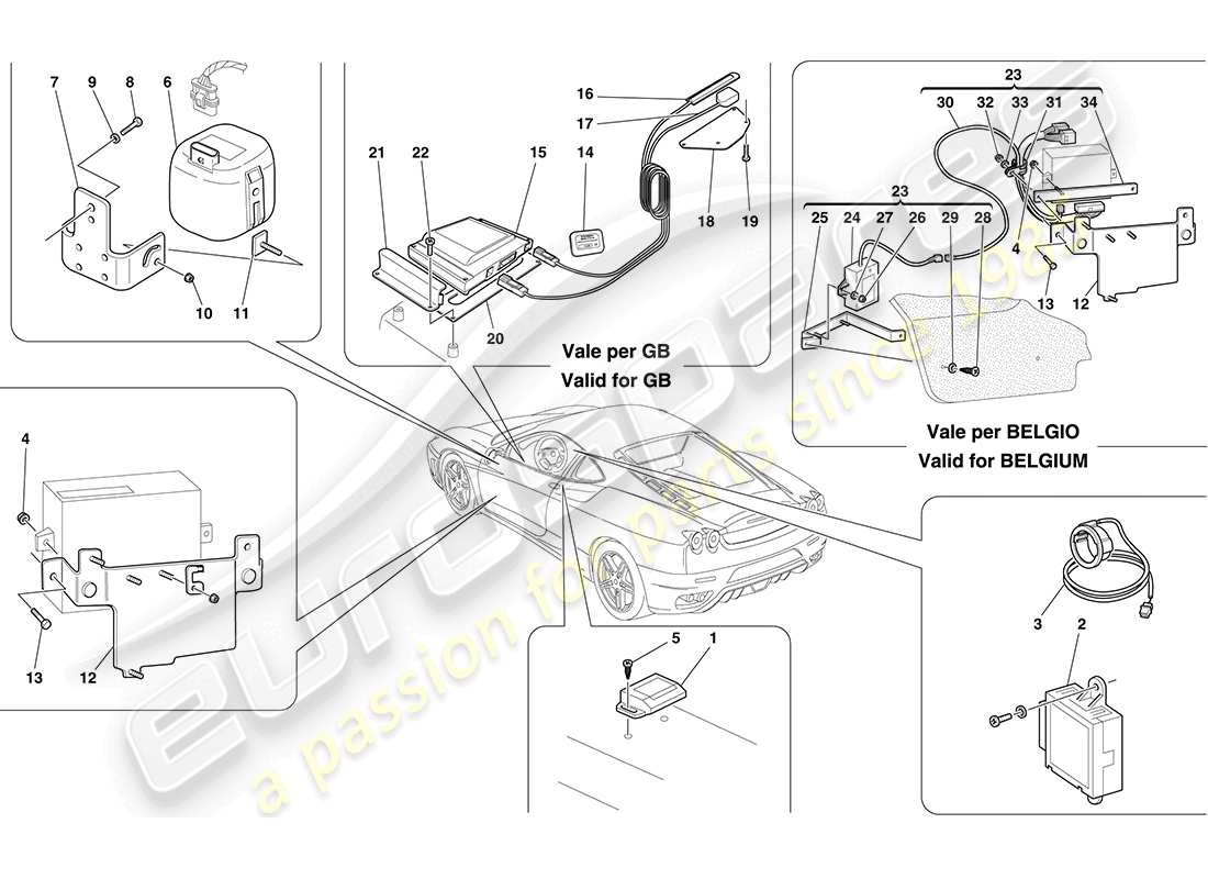a part diagram from the ferrari f430 coupe (europe) parts catalogue