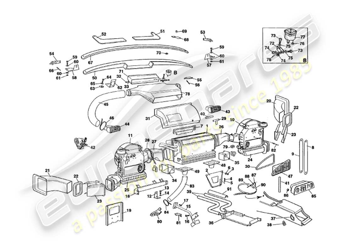a part diagram from the aston martin v8 volante parts catalogue