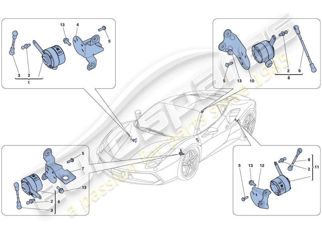 a part diagram from the ferrari 488 gtb (rhd) parts catalogue