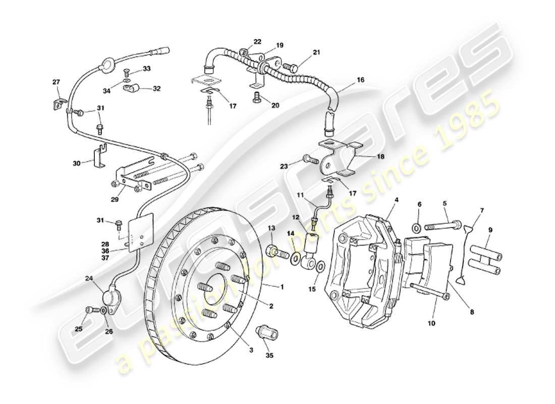 a part diagram from the aston martin v8 volante parts catalogue