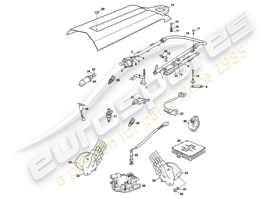 a part diagram from the aston martin v8 volante parts catalogue