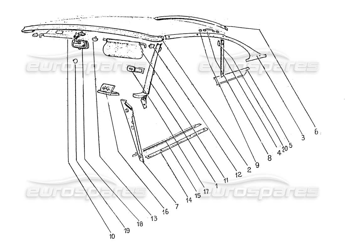 a part diagram from the ferrari 330 gt 2+2 (coachwork) parts catalogue