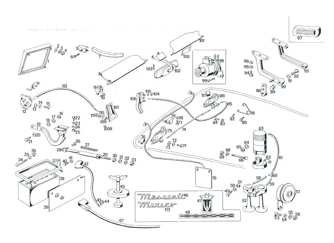 a part diagram from the maserati mexico parts catalogue