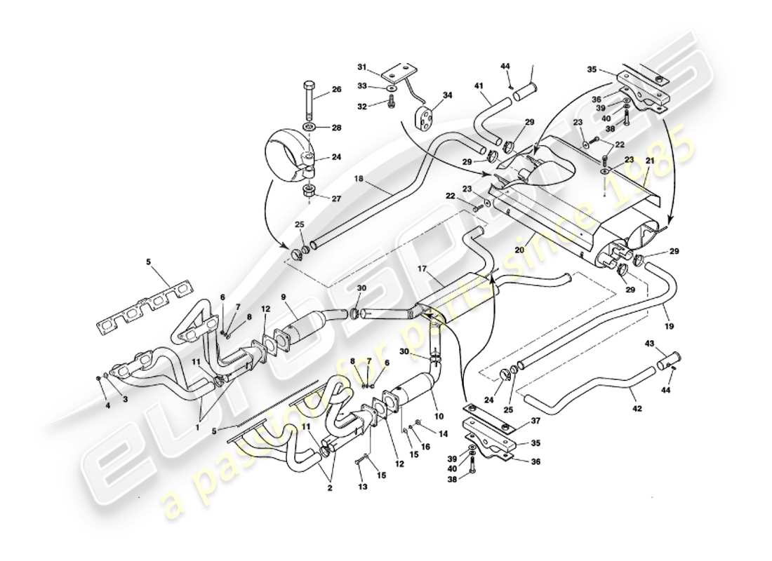 a part diagram from the aston martin v8 volante (1999) parts catalogue