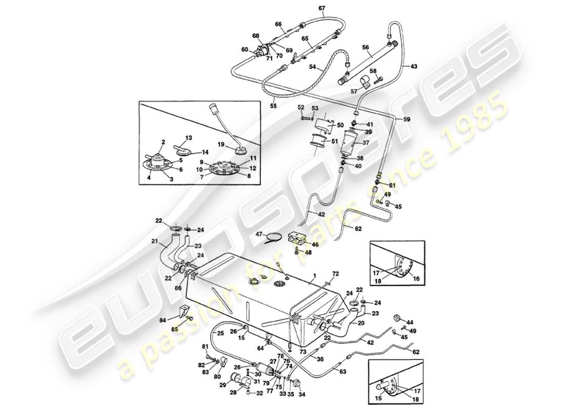 a part diagram from the aston martin v8 volante parts catalogue