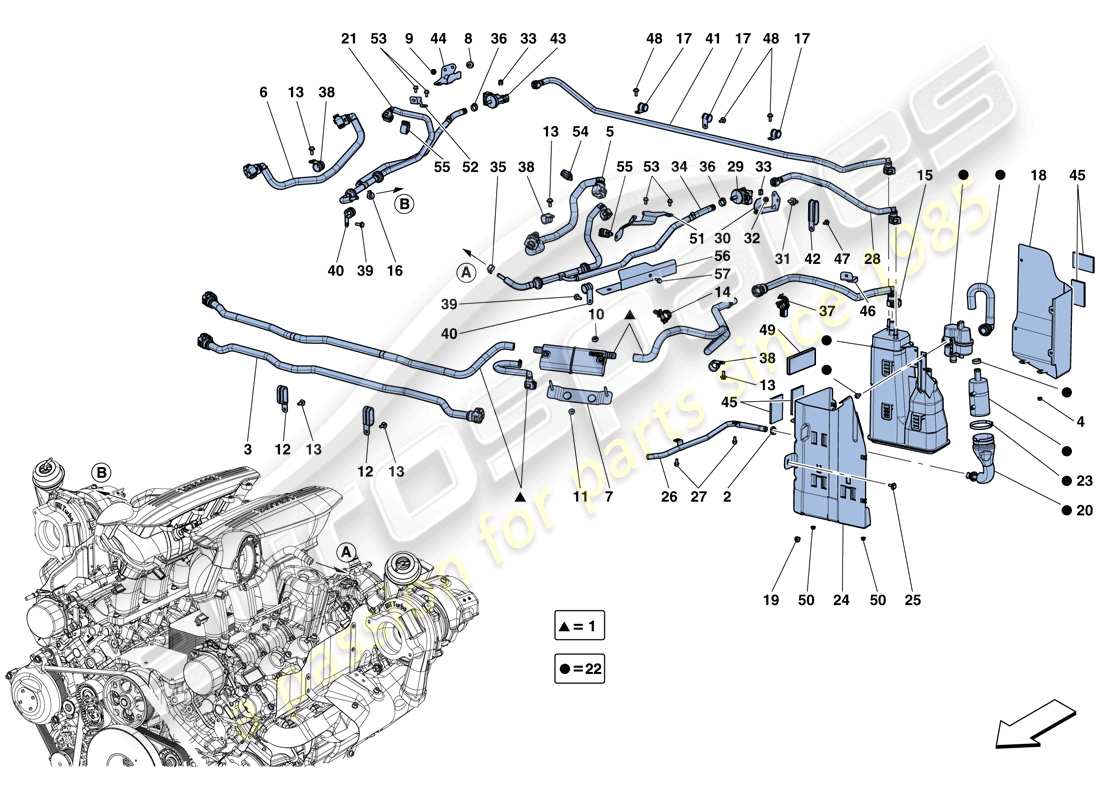 a part diagram from the ferrari 488 spider (rhd) parts catalogue