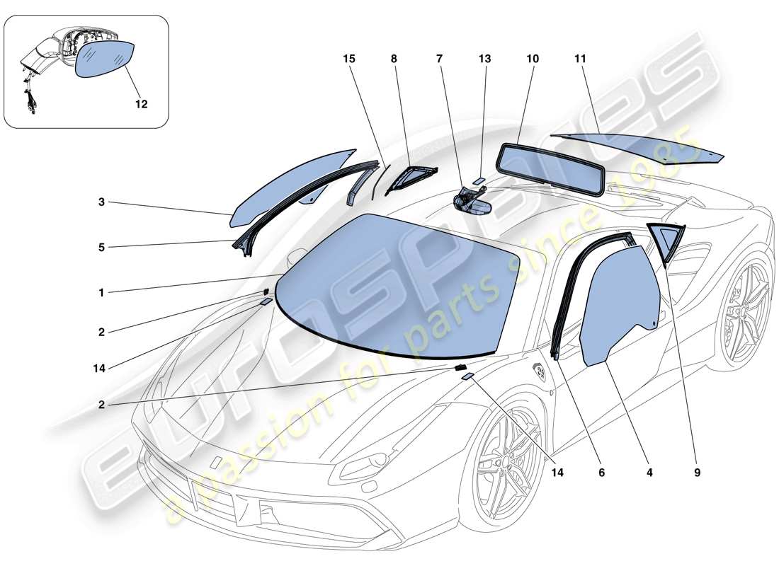 a part diagram from the ferrari 488 gtb (usa) parts catalogue