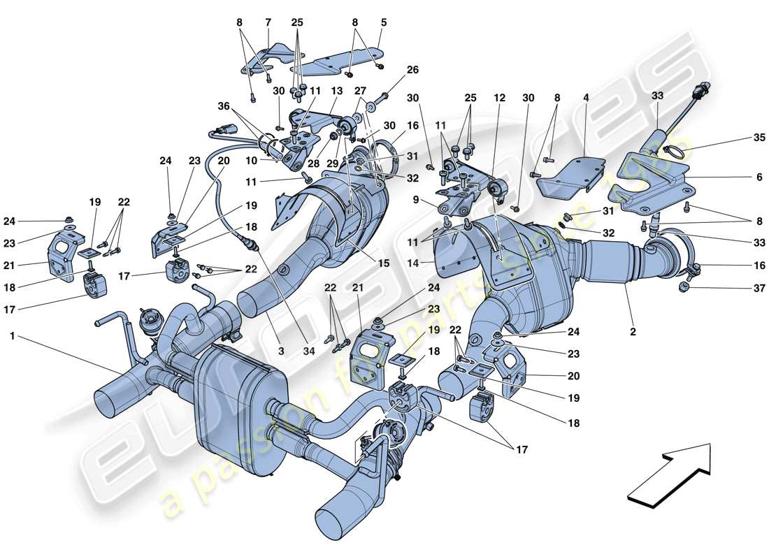 a part diagram from the ferrari 488 gtb (usa) parts catalogue