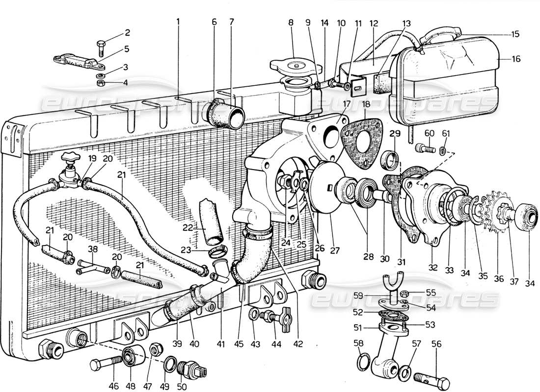 a part diagram from the ferrari 365 gtb4 daytona (1969) parts catalogue