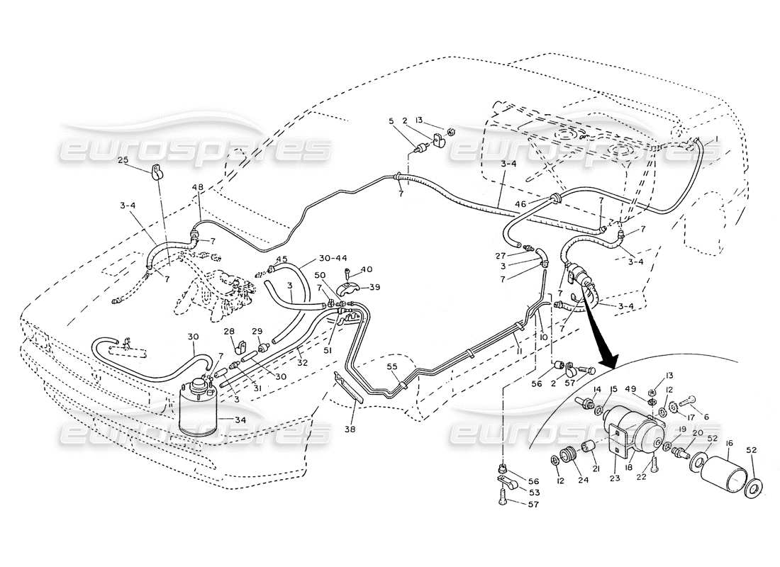 a part diagram from the Maserati Ghibli 2.8 (Non ABS) parts catalogue