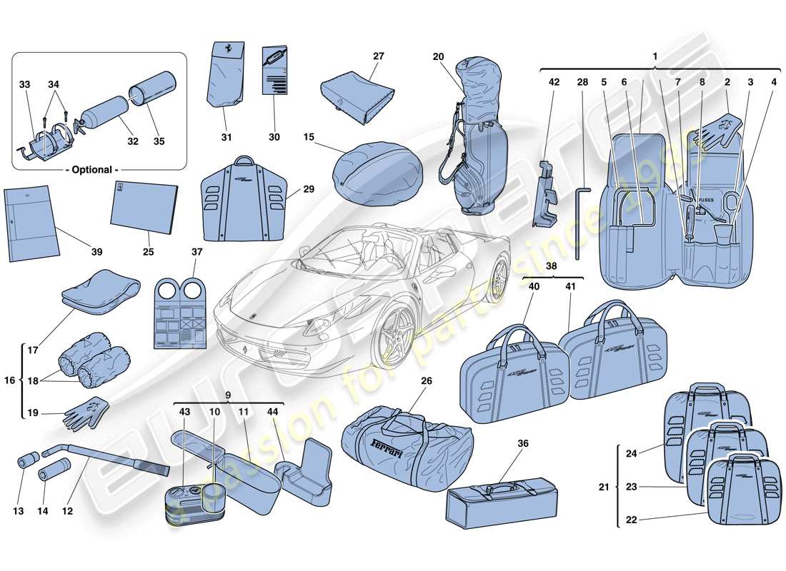 a part diagram from the ferrari 458 spider (usa) parts catalogue