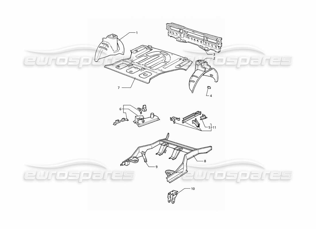 a part diagram from the maserati ghibli (1993-1995) parts catalogue