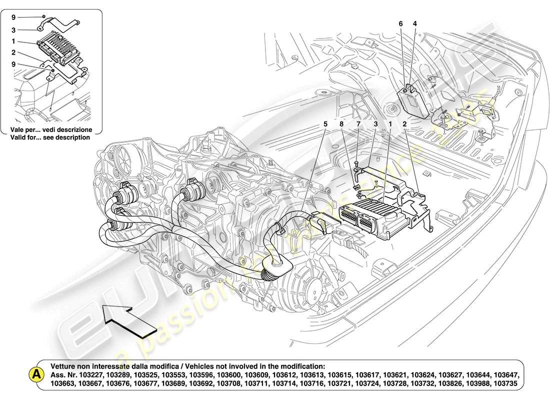 a part diagram from the ferrari california (rhd) parts catalogue