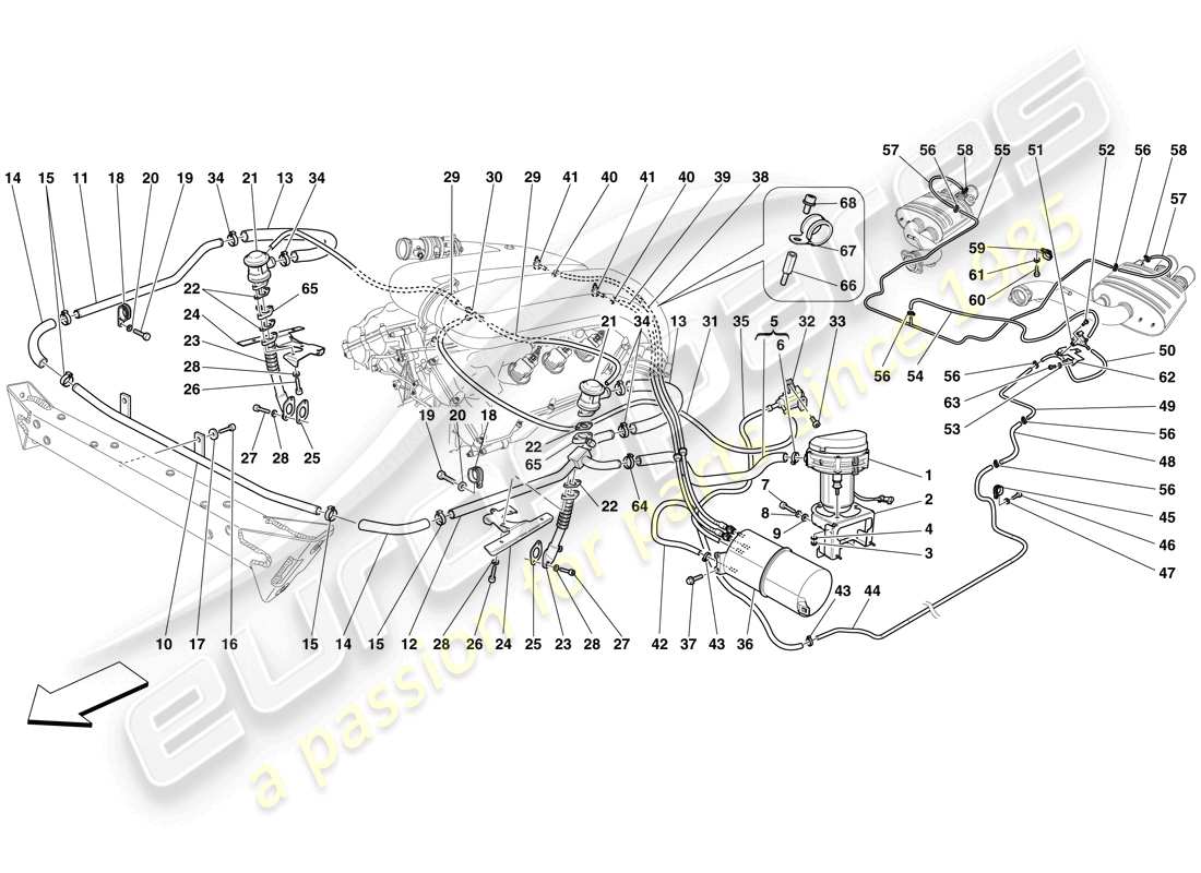 a part diagram from the Ferrari 599 SA Aperta (RHD) parts catalogue