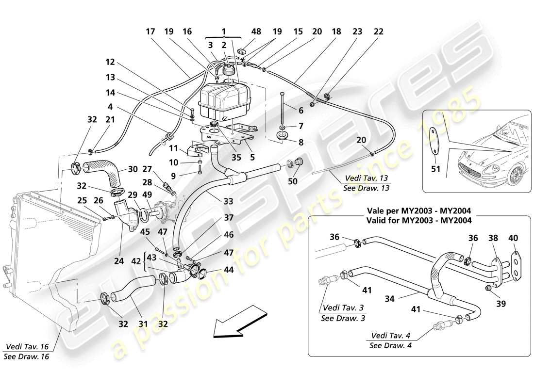 a part diagram from the maserati trofeo parts catalogue