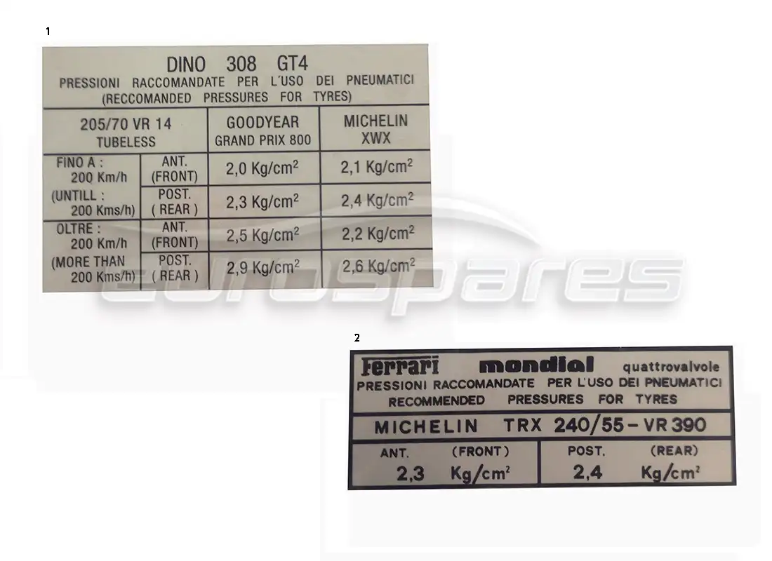 a part diagram from the ferrari miscellaneous parts catalogue