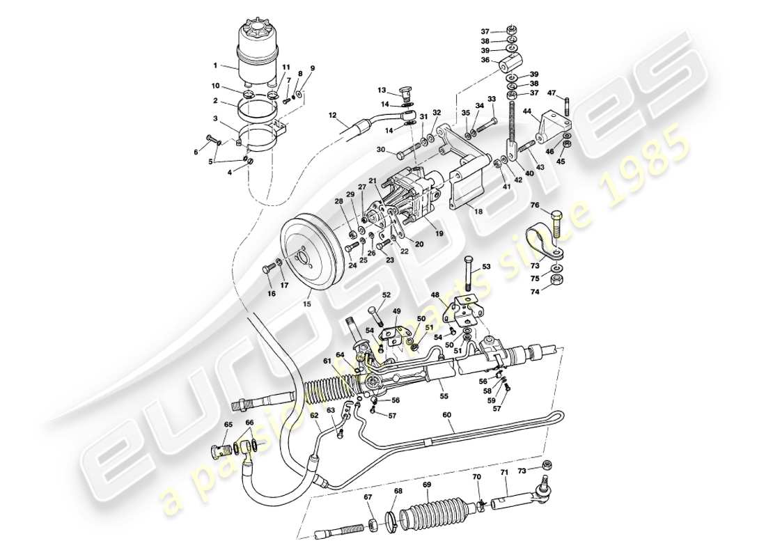 a part diagram from the aston martin v8 volante parts catalogue