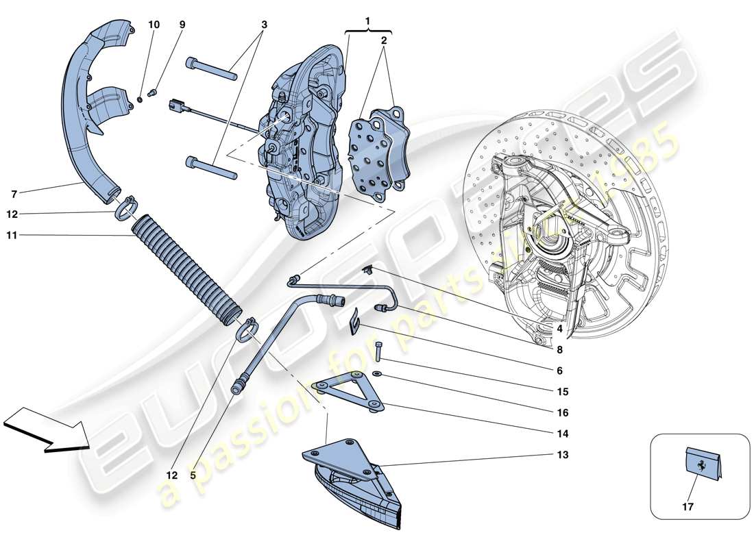 a part diagram from the ferrari 458 speciale aperta (rhd) parts catalogue