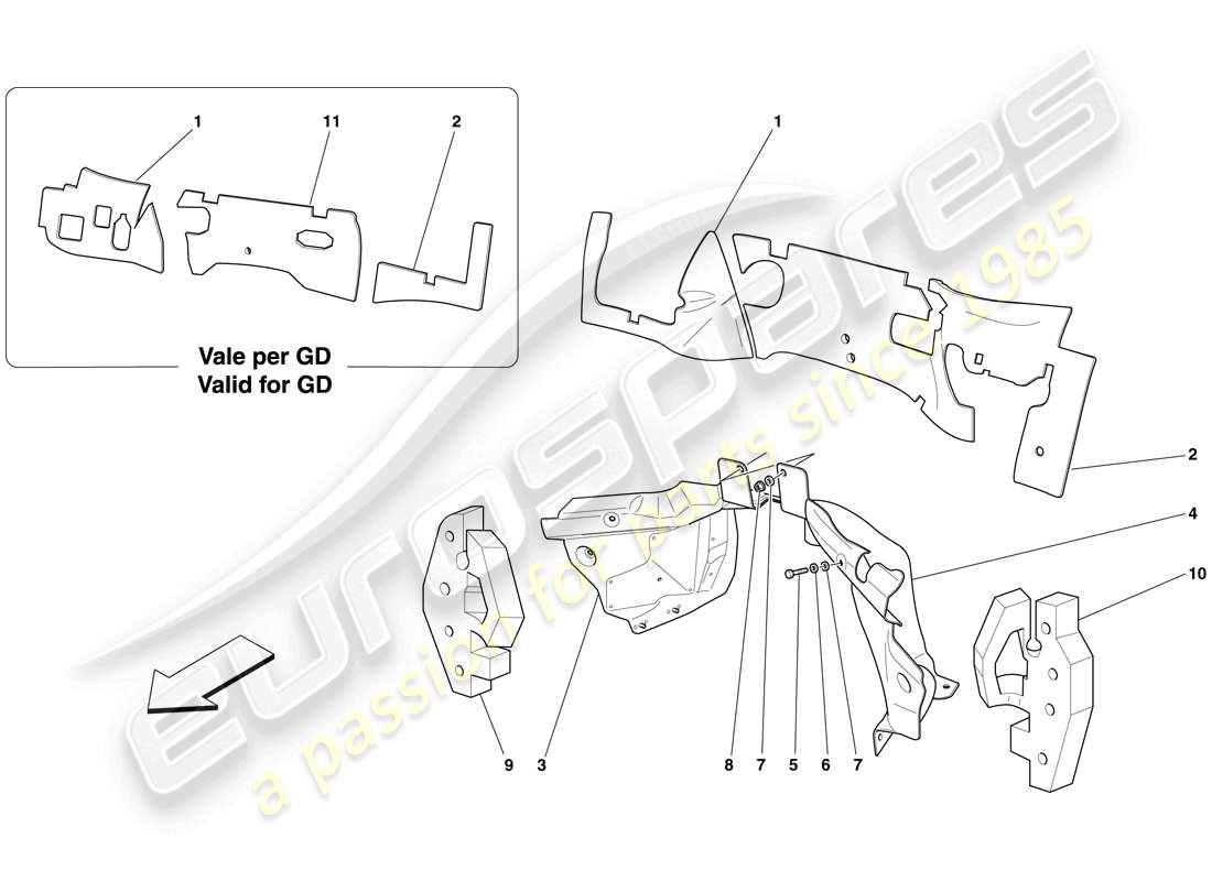 a part diagram from the ferrari 599 gtb fiorano (europe) parts catalogue