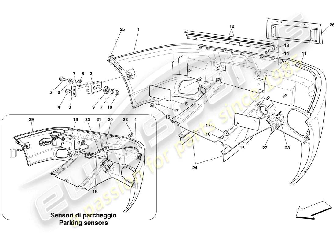 a part diagram from the ferrari 599 gtb fiorano (europe) parts catalogue