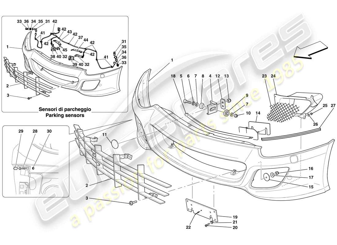 a part diagram from the ferrari 599 sa aperta (rhd) parts catalogue