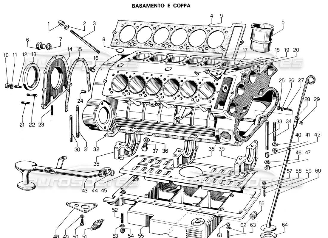 VIEW PARTS DIAGRAMS FROM THE LAMBORGHINI ESPADA PARTS CATALOGUE a part diagram from the lamborghini espada parts catalogue