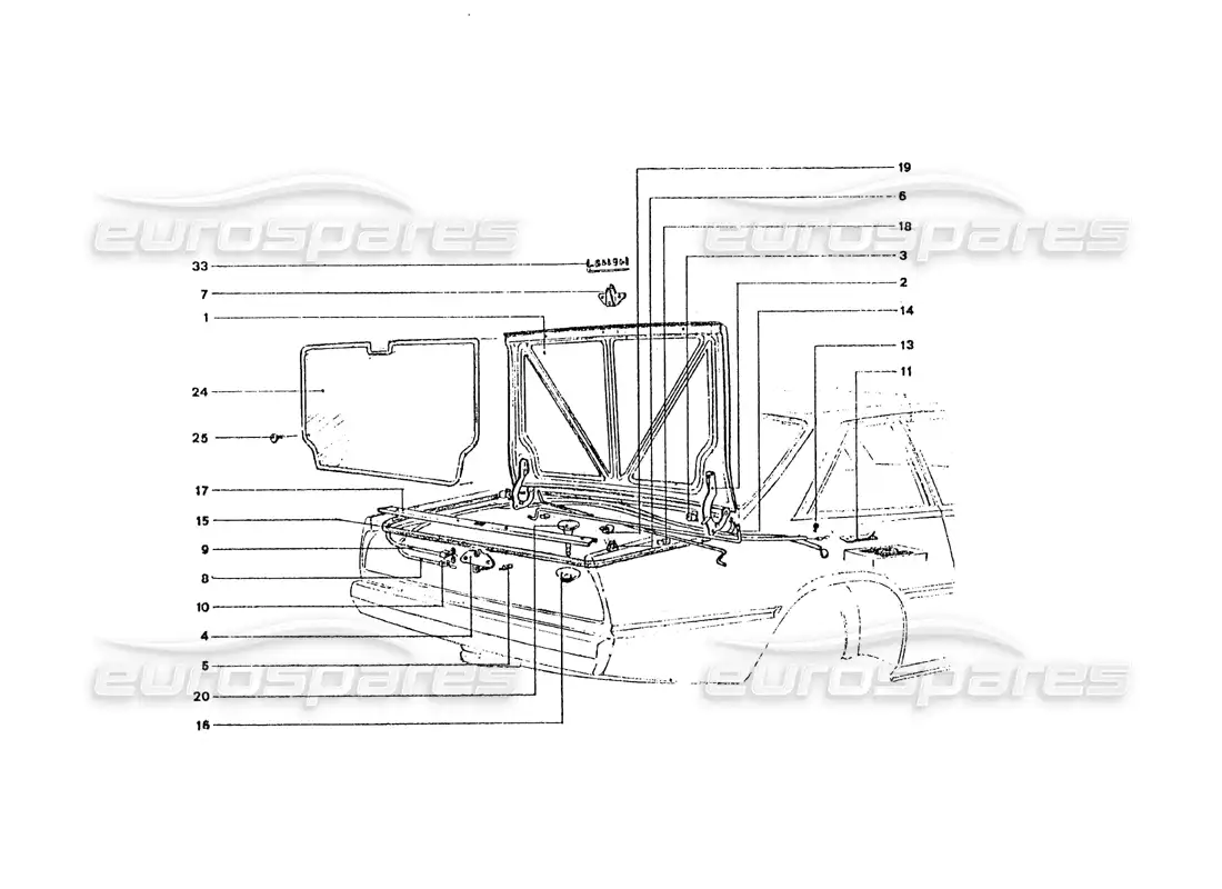 a part diagram from the ferrari 365 gt4 2+2 coachwork parts catalogue