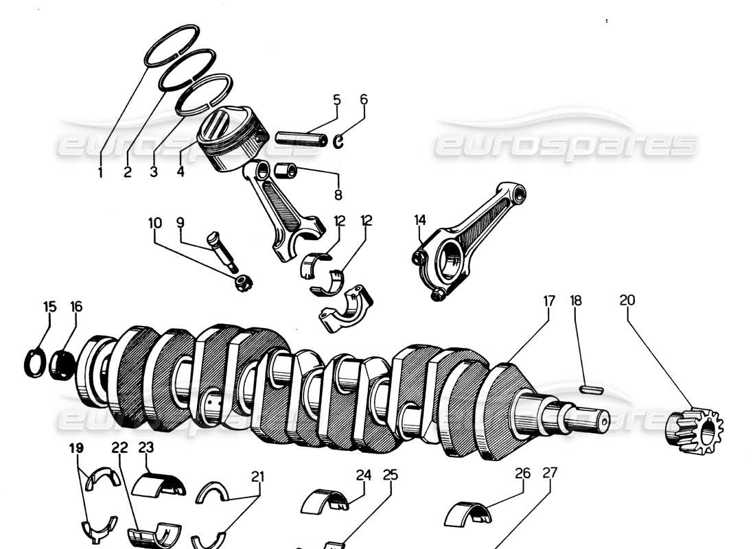 VIEW PARTS DIAGRAMS FROM THE LAMBORGHINI ESPADA PARTS CATALOGUE a part diagram from the lamborghini espada parts catalogue