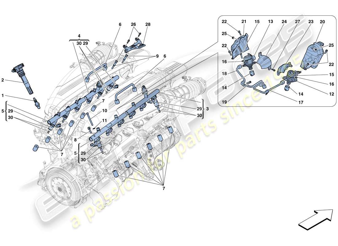 a part diagram from the ferrari f12 berlinetta (rhd) parts catalogue