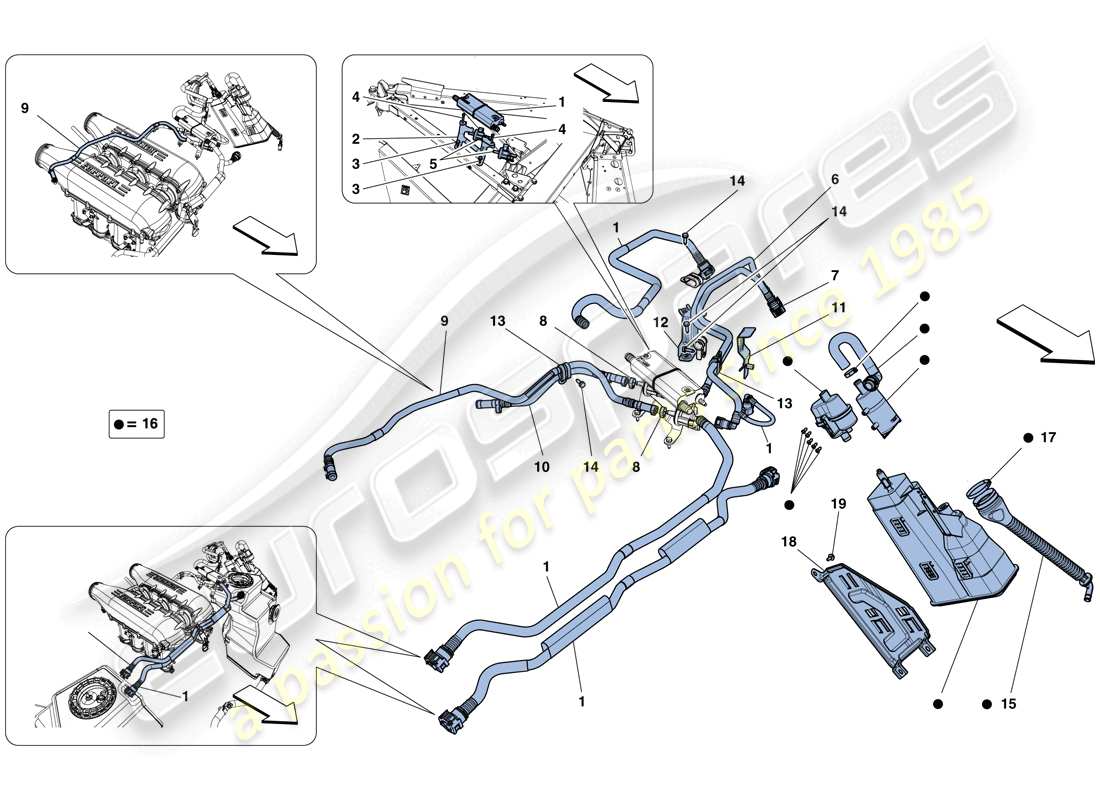 a part diagram from the Ferrari 458 Speciale (USA) parts catalogue