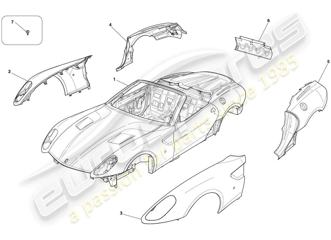 a part diagram from the ferrari 599 sa aperta (usa) parts catalogue