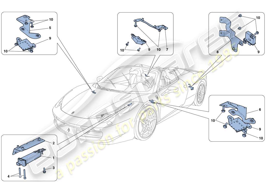 a part diagram from the ferrari 458 spider (usa) parts catalogue
