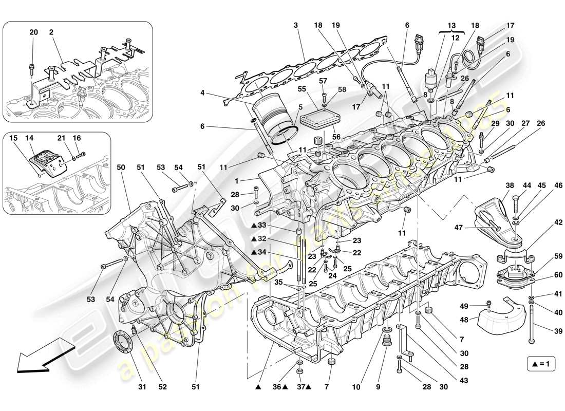 a part diagram from the Ferrari 599 GTO (RHD) parts catalogue