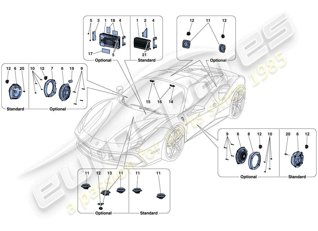 a part diagram from the ferrari 488 spider (usa) parts catalogue