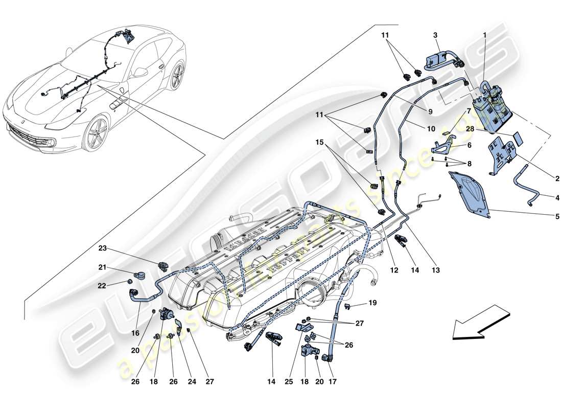 VIEW PARTS DIAGRAMS FROM THE FERRARI GTC4 PARTS CATALOGUE a part diagram from the ferrari gtc4 parts catalogue