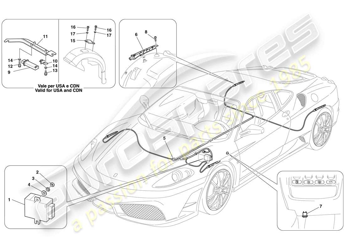 a part diagram from the ferrari f430 scuderia (usa) parts catalogue