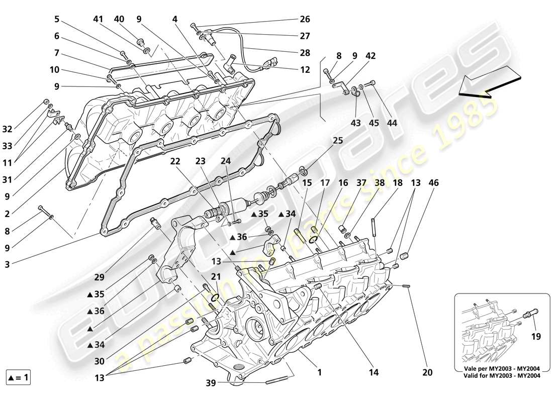 a part diagram from the maserati 4200 parts catalogue
